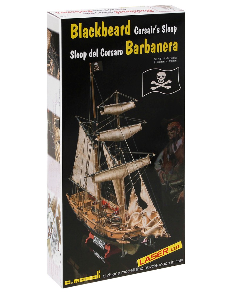 Пиратски кораб - Blackbeard Barbanera "Черната брада" Пиратски кораб - Blackbeard Barbanera "Черната брада" - Сглобяем модел от дърво - макет