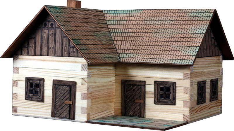 Ъглова къща - Сглобяем модел от дърво - макет
