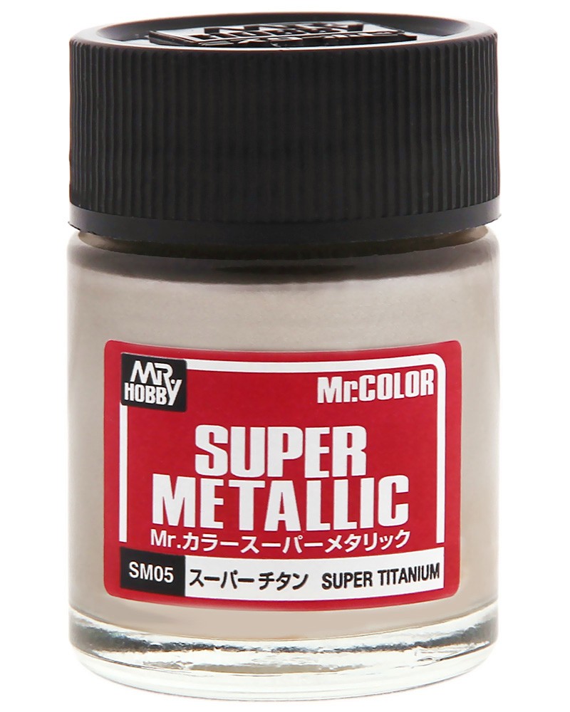Акрилна боя на ацетонова основа - Mr. Super Metallic Color: Супер металик - Боичка за оцветяване на модели и макети - 18 ml - продукт