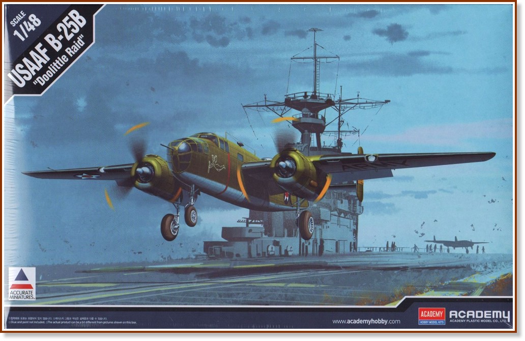 Военен самолет - USAAF B-25B Doolittle Raid - Сглобяем авиомодел - макет