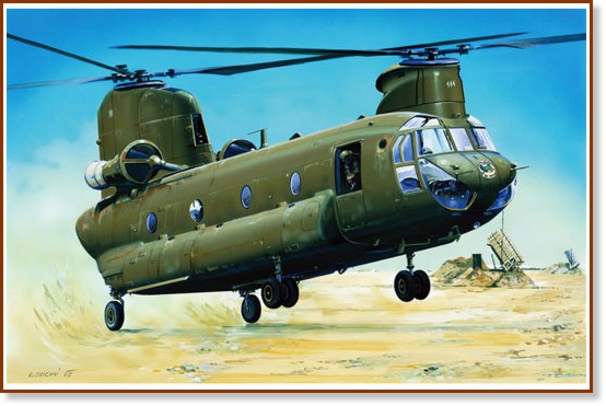 Американски военен хеликоптер - CH-47D "Chinook" - Сглобяем авиомодел - макет