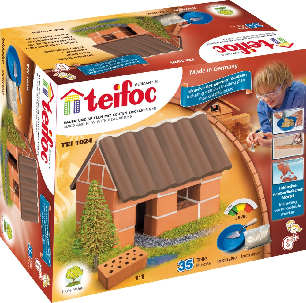Малка къща - Детски сглобяем модел от истински тухлички от серията "Teifoc: Starter" - макет