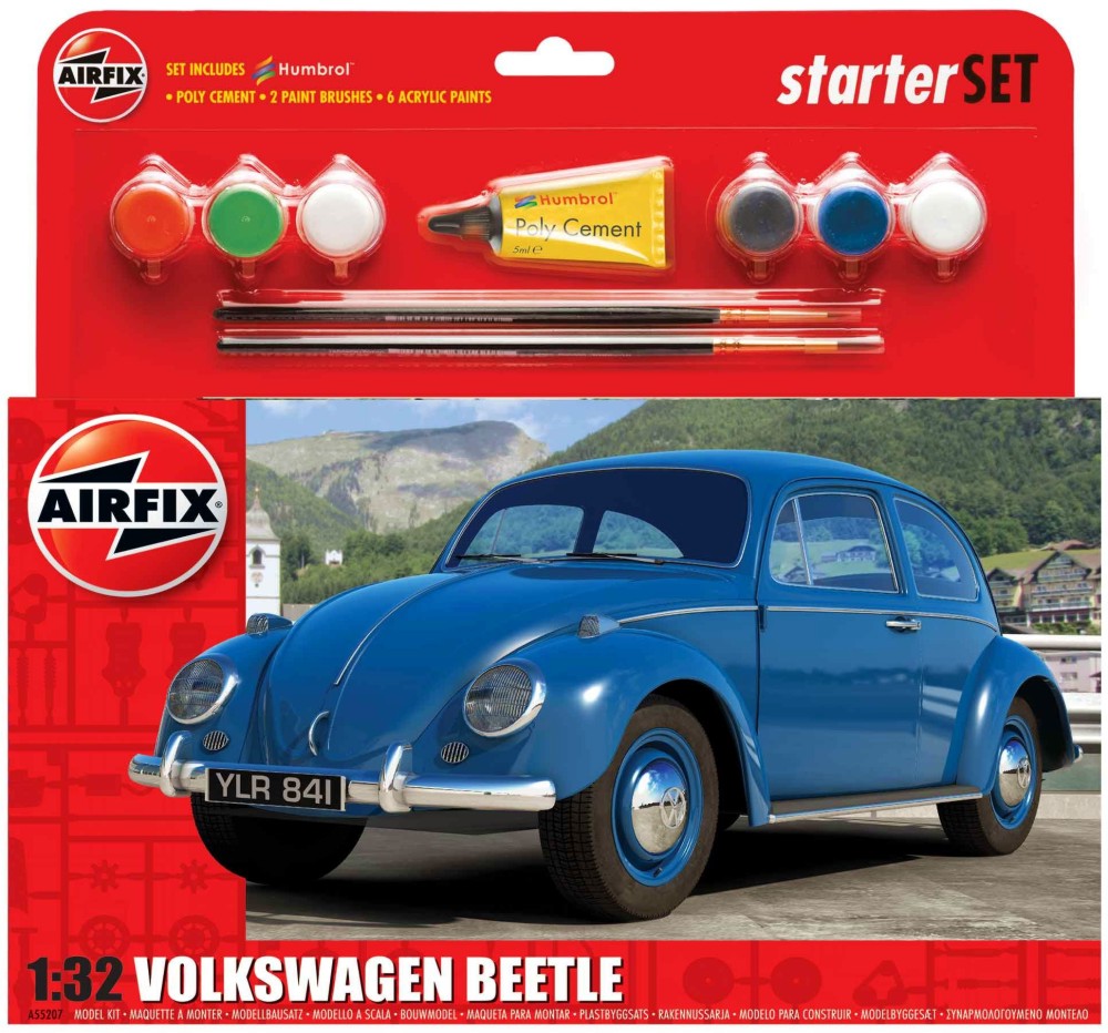 Автомобил - VW Beetle - Сглобяем модел - комплект с лепило и боички - макет