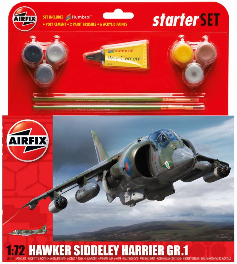 Британски изтребител - Hawker Siddeley Harrier GR1 - Сглобяем авиомодел - комплект с лепило и боички - макет