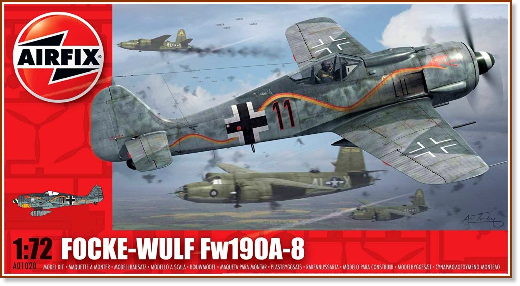 Германски военен самолет - Focke Wulf Fw190A-8 - Сглобяем авиомодел - макет