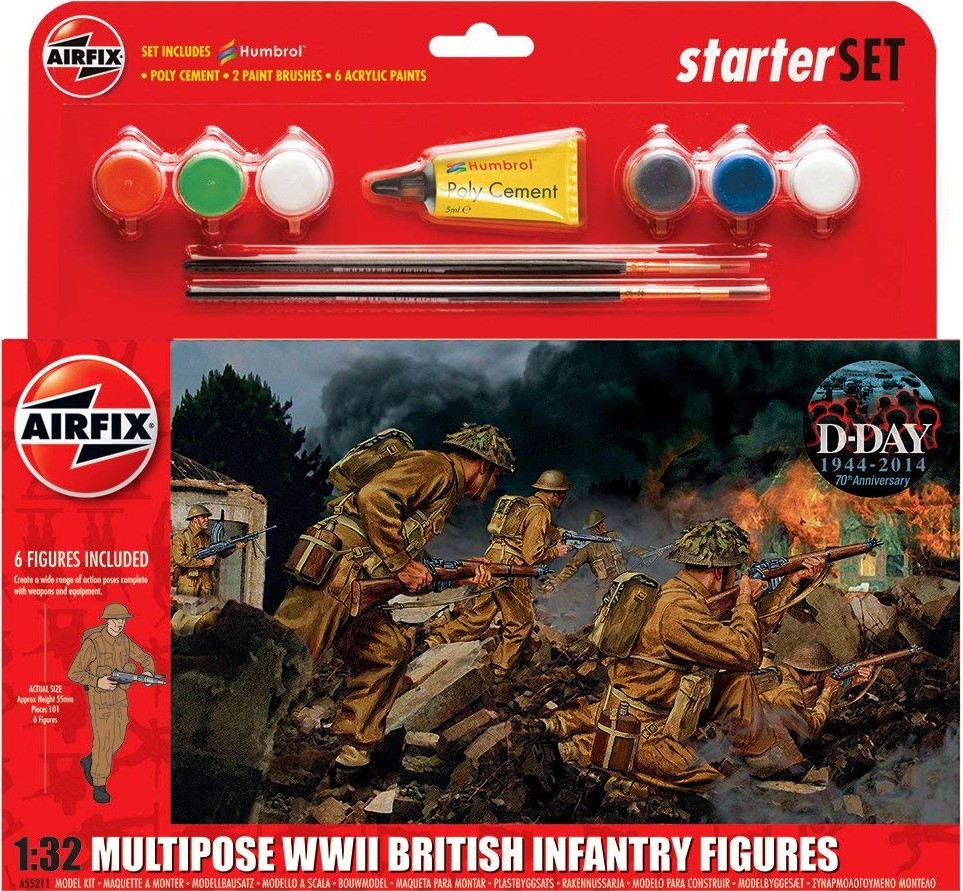 Британски пехотинци - Комплект от 6 фигури  с лепило и боички - макет