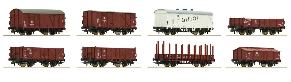 Товарни вагони използвани от Немските национални железници - ЖП модели - комплект от 8 броя - макет