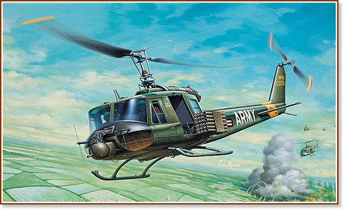 Военен хеликоптер - UH-1B HUEY - Сглобяем авиомодел - макет