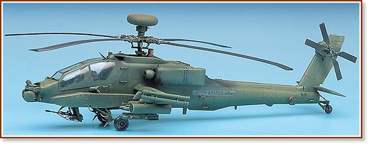Военен хеликоптер - AH-64A Apache - Сглобяем авиомодел - макет