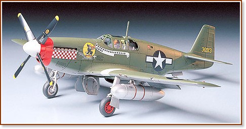 Военен самолет - P-51B Mustang Военен самолет - P-51B Mustang - Сглобяем авиомодел - макет