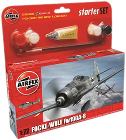 Военен самолет - Focke-Wulf Fw190A-8 - Сглобяем модел - комплект с лепило и бои - макет