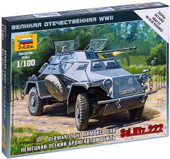 Германски военен автомобил - Sd.Kfz.222 - Сглобяем модел от серията "Великата отечествена война" - макет