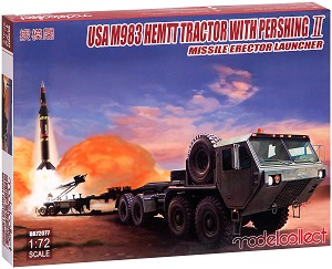 Американски военен влекач с насочващ механизъм за ракети - USA M983 HEMTT With Pershing II - Сглобяем модел - макет