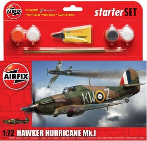 Бритенски военен самолет -  Hawker Hurricane MkI - Сглобяем авиомодел - комплект с лепило и боички - макет