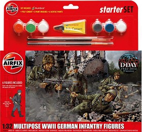 Германска пехота - Комплект от 6 фигури  с лепило и боички - макет