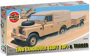 Военен джип - LWB Landrover (Soft Top) and Trailer - Сглобяем модел - макет
